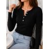 image:imageAvanova Women Button Up Henley Tops Long Sleeve V Neck Ribbed Knit T Shirt Base Layer TopBlack