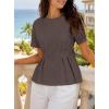 image:imageAvanova Women Peplum Top Cinched Waist Short Sleeve T Shirts Casual Summer TeeBrown
