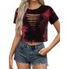 image:imageAvanova Women Ripped Cut Out T Shirts Short Sleeve Cropped Distressed Crop Tops for Punk Rock ConcertBlack Red