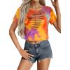 image:imageAvanova Women Ripped Cut Out T Shirts Short Sleeve Cropped Distressed Crop Tops for Punk Rock ConcertMulti Orange