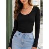 image:imageAvanova Women Scoop Neck Long Sleeve Tops Slim Fitted Layering T ShirtsBlack