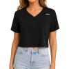 image:imageAvanova Tie Dye Shirt Women Criss Cross V Neck Crop Top Distressed Ripped Short Sleeve Cropped T Shirts Punk Rave RockBlack