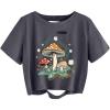 image:imageAvanova Vintage Mushroom Graphic Cropped Tee Shirts Short Sleeve Crop Tops Distressed Ripped TShirtGrey
