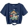 image:imageAvanova Vintage Mushroom Graphic Cropped Tee Shirts Short Sleeve Crop Tops Distressed Ripped TShirtNavy