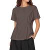 image:imageAvanova Women Peplum Top Cinched Waist Short Sleeve T Shirts Casual Summer TeeBrown