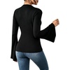 image:imageAvanova Women Ruched Mock Neck Tops Bell Long Sleeve Shirt for Business Casual WorkBlack