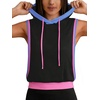 image:imageAvanova Womens Workout Shirts Sleeveless Hoodies Drawstring Open Side Gym Cropped Tank TopBlack Pink Blue