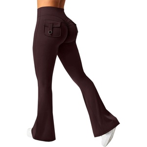 image:imageAvanova Scrunch Butt Lifting Leggings for Women Flared Yoga Workout Gym Pants with PocketsBrown