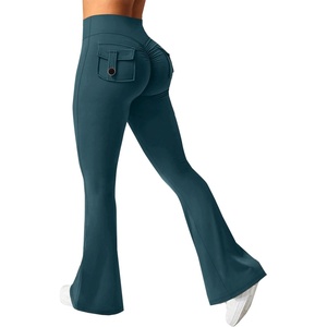 image:imageAvanova Scrunch Butt Lifting Leggings for Women Flared Yoga Workout Gym Pants with PocketsDark Green