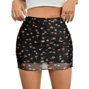 image:imageAvanova Women Mini Skirt High Waisted Ruched Mesh Bodycon Skorts for Going Out Club Summer SkirtBlack Lx05