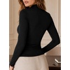 image:imageAvanova Womens Mock Neck Long Sleeve Fitted Top Ruched Front Dressy Casual Shirt for Work Business OfficeBlack