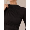 image:imageAvanova Womens Mock Neck Long Sleeve Fitted Top Ruched Front Dressy Casual Shirt for Work Business OfficeBlack