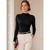 image:imageAvanova Womens Mock Neck Long Sleeve Fitted Top Ruched Front Dressy Casual Shirt for Work Business OfficeBlack
