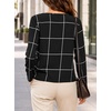 image:imageAvanova Womens V Neck Blouse Long Sleeve Grid Print Casual Top Work Business Dressy ShirtsBlack