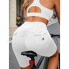 image:imageAvanova Women Booty Biker Shorts with Pockets Scrunch Butt Lifting Shorts Knee Length for Gym Workout AthleticWhite