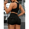 image:imageAvanova Women Scrunch Butt Lifting Shorts Booty Gym Workout Shorts with Cargo Pockets Ruched Side DrawstringBlack