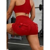 image:imageAvanova Women Scrunch Butt Lifting Shorts Booty Gym Workout Shorts with Cargo Pockets Ruched Side DrawstringRed
