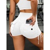 image:imageAvanova Women Scrunch Butt Lifting Shorts Booty Gym Workout Shorts with Cargo Pockets Ruched Side DrawstringWhite
