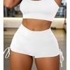 image:imageAvanova Women Scrunch Butt Lifting Shorts Booty Gym Workout Shorts with Cargo Pockets Ruched Side DrawstringWhite