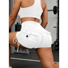 image:imageAvanova Women Scrunch Butt Lifting Shorts Booty Gym Workout Shorts with Cargo Pockets Ruched Side DrawstringWhite
