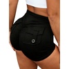 image:imageAvanova Women Scrunch Butt Lifting Shorts V Crossed High Waisted Cargo Booty Shorts with Pockets for Gym WorkoutBlack
