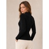 image:imageAvanova Womens Ribbed Knit Sweater Slim Fit Collared V Neck Dressy Top for Elegant Work to WeekendBlack