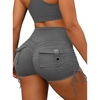 image:imageAvanova Women Scrunch Butt Lifting Shorts Booty Gym Workout Shorts with Cargo Pockets Ruched Side DrawstringGrey