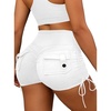image:imageAvanova Women Scrunch Butt Lifting Shorts Booty Gym Workout Shorts with Cargo Pockets Ruched Side DrawstringWhite