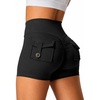 image:imageAvanova Women Scrunch Butt Lifting Shorts V Crossed High Waisted Cargo Booty Shorts with Pockets for Gym WorkoutBlack