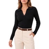 image:imageAvanova Womens Ribbed Knit Sweater Slim Fit Collared V Neck Dressy Top for Elegant Work to WeekendBlack