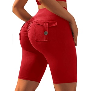 image:imageAvanova Women Booty Biker Shorts with Pockets Scrunch Butt Lifting Shorts Knee Length for Gym Workout AthleticRed