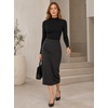 image:imageAvanova Women Mock Neck Long Sleeve Top Lettuce Trim Slim Fitted Casual ShirtBlack