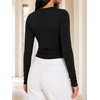image:imageAvanova Women Ruched Long Sleeve Crop Top Slim Fitted Going Out ShirtsBlack