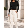 image:imageAvanova Women Ruched Long Sleeve Crop Top Slim Fitted Going Out ShirtsBlack
