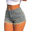 image:imageAvanova Women Jean Shorts Stretchy Denim Micro Booty Shorts Distressed Cut Off Hot Pants with Frayed HemVintage Blue