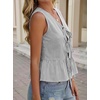 image:imageAvanova Women Striped Tie Front Peplum Tank Tops V Neck Sleeveless Ruffled Hem BlousesBlack White