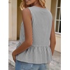 image:imageAvanova Women Striped Tie Front Peplum Tank Tops V Neck Sleeveless Ruffled Hem BlousesBlack White