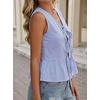 image:imageAvanova Women Striped Tie Front Peplum Tank Tops V Neck Sleeveless Ruffled Hem BlousesNavy White
