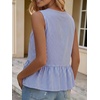 image:imageAvanova Women Striped Tie Front Peplum Tank Tops V Neck Sleeveless Ruffled Hem BlousesNavy White
