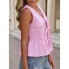 image:imageAvanova Women Striped Tie Front Peplum Tank Tops V Neck Sleeveless Ruffled Hem BlousesPink White