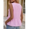 image:imageAvanova Women Striped Tie Front Peplum Tank Tops V Neck Sleeveless Ruffled Hem BlousesPink White