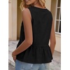image:imageAvanova Women Striped Tie Front Peplum Tank Tops V Neck Sleeveless Ruffled Hem BlousesSolid Black