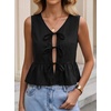 image:imageAvanova Women Striped Tie Front Peplum Tank Tops V Neck Sleeveless Ruffled Hem BlousesSolid Black