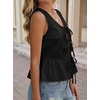 image:imageAvanova Women Striped Tie Front Peplum Tank Tops V Neck Sleeveless Ruffled Hem BlousesSolid Black
