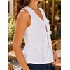 image:imageAvanova Women Striped Tie Front Peplum Tank Tops V Neck Sleeveless Ruffled Hem BlousesSolid White