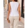 image:imageAvanova Women Striped Tie Front Peplum Tank Tops V Neck Sleeveless Ruffled Hem BlousesSolid White