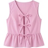 image:imageAvanova Women Striped Tie Front Peplum Tank Tops V Neck Sleeveless Ruffled Hem BlousesPink White