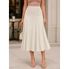 image:imageAvanova Women Ruched High Waist Midi Skirt Flowy A Line Below Knee Dressy Casual SkirtsBeige