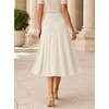 image:imageAvanova Women Ruched High Waist Midi Skirt Flowy A Line Below Knee Dressy Casual SkirtsBeige