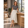 image:imageAvanova Women Ruched High Waist Midi Skirt Flowy A Line Below Knee Dressy Casual SkirtsBeige